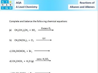 Alkanes and alkenes reactions - A Level Chem