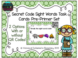 Secret Code Sight Words Task Cards: Pre-Primer Set