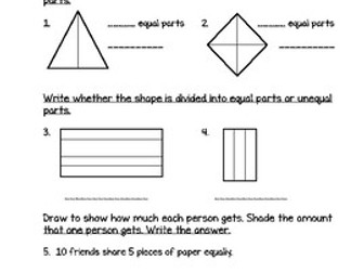 Understanding Fractions Test (Go Math Chapter 8 3rd Grade)