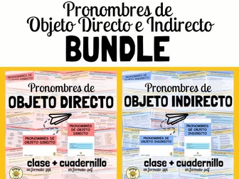 Direct and Indirect Object pronouns. Lessons + booklets. Pronombres de objeto directo e indirecto bundle A Level Spanish DO and ID pronouns
