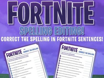 FORTNITE - Spelling Editing Activity - Language Conventions - Find The Mistakes