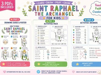 Saint Raphael The  Archangel Drawing Guide Activities Pack (KS1 -KS3)