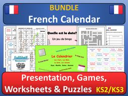 French Calendar BUNDLE (Days, Months, Dates)