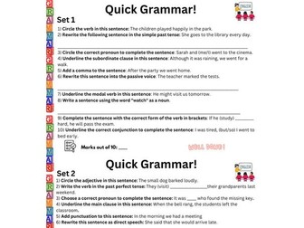 Year 6 grammar revision worksheet