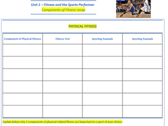 Components of Fitness Worksheets