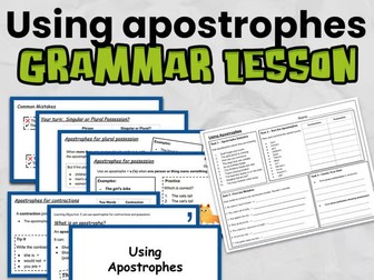 Using Apostrophes Grammar Lesson | KS2 Punctuation PowerPoint & Worksheets | Year 3–6 English
