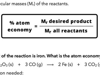 Percentage yield and atom economy (GCSE and A Level)