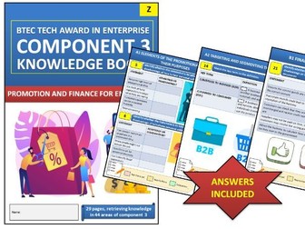 SAMPLE - BTEC Tech Award Enterprise - Component 3 Promotion and Finance Interactive Knowledge Book