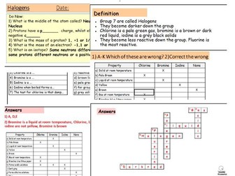 GCSE Halogens Group 7 Properties: Complete Lesson with Worksheets