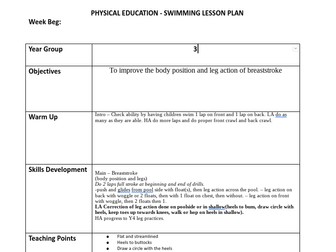 Year 3 Swimming Lesson Plans