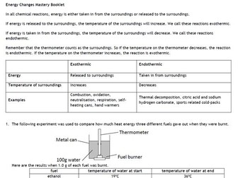 AQA GCSE Chemistry - Energy Changes Revision