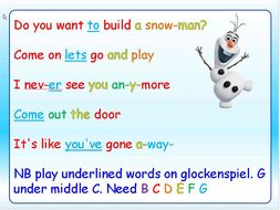 Do You Wanna Build A Snowman? Christmas lyrics PowerPoint | Teaching