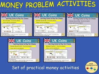 UK Money Cut and Paste Sorting Coins Activities Pay for items up to 10p to £2