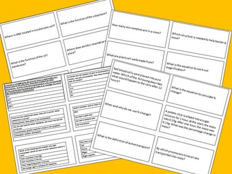 AQA GCSE Biology Separates New Spec Flash cards for topic 1 Cell Biology