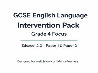 GCSE English Language Intervention Pack (Edexcel 2.0) – Grade 4 Booster | Paper 1 & Paper 2