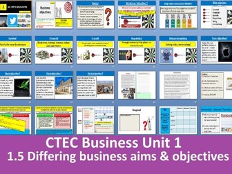 1.5 Differing business aims & objectives - OCR CTEC Business Unit 1 The business environment