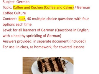 Kaffee und Kuchen, Quiz  (Coffee and Cakes) / German Coffee Culture