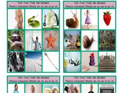 Phonics Consonant Blends sm-sn-sw-sl-pr-st Photo Tic-Tac-Toe-Bingo Game