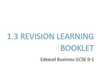 1.3 Revision Learning Booklet, Edexcel Business GCSE 9 - 1