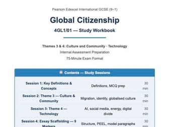 Edexcel IGCSE Global Citizenship | Themes 3 & 4: Culture & Community + Technology | 4GL1/01 |
