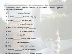 Present Simple Tense Statements Missing Word