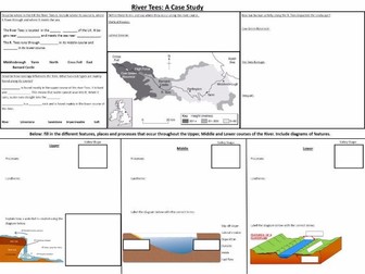 A3 Revision sheet on Case Study of the River Tees. KS4 Rivers.