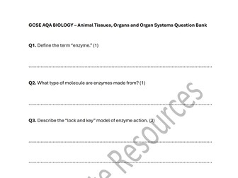 GCSE AQA BIOLOGY - TOPIC 2  EXAM STYLE QUESTIONS AND MARK SCHEME BUNDLE (37% OFF!)