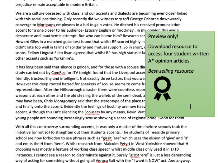 Example Student Articles | A Level English Language Paper 2 Section B ...