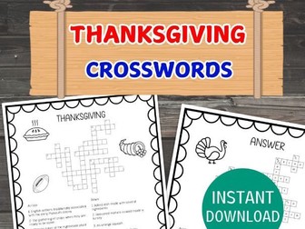 Thanksgiving Crossword Puzzle, Gratitude Games