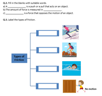 Distance Learning | Friction, Types of Friction - Worksheet | Teaching