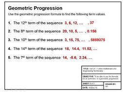 Maths for Engineers - Arithmetric and Geometric Series