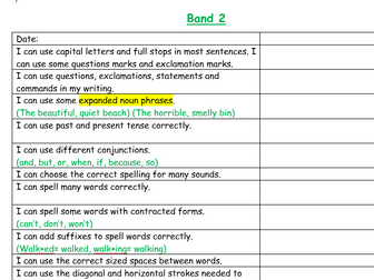 Year 2 expected writing grid