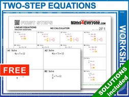 Two Step Equations Worksheet Bundle By Maths4everyone Teaching