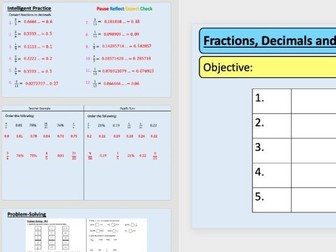 Equivalent Fractions, Decimals and Percentages