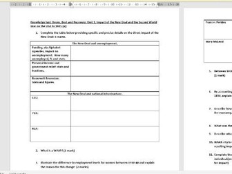 Knowledge test: Boom, Bust and Recovery: Unit 3, Impact of the New Deal and the Second World War on