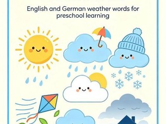 Kids Bilingual Weather Flashcards | English & German Learning Cards