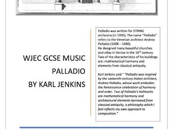 NEW for 2025 teaching - WJEC GCSE Music - Palladio - Karl Jenkins