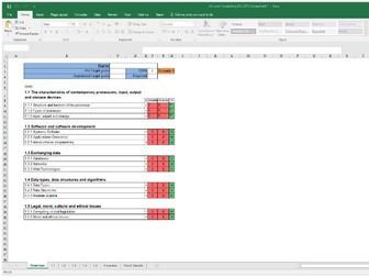 OCR AS Level Computing Personal Learning Checklist (PLC) with tracking Component 1