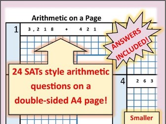 Arithmetic on a Page Example - Year 6 Arithmetic