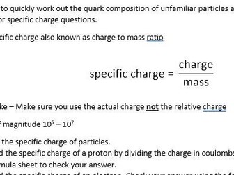 Specific Charge and Particles Support