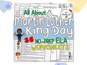 Martin Luther King Day No-Prep ELA Worksheets