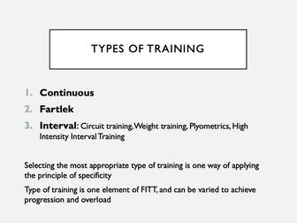 GCSE PE Principles of Training Bundle