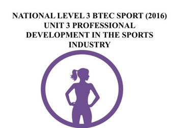 LEVEL 3 BTEC SPORT UNIT 3 PROFESSIONAL DEVELOPMENT IN THE SPORT INDUSTRY