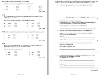 AQA AS Chemistry 2016 Physical Chemistry Exam Questions Booklets