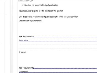 Public seating for adults and young children - AQA - Design question - Resistant Materials