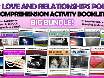 OCR Love and Relationships Poems Comprehension Activity Booklet Bundle!