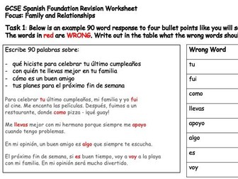 GCSE Spanish Revision Worksheet F