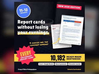 Ontario Report Card Comments Generator Grades 11-12 | Bank + Learning Skills