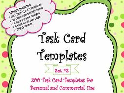 Task Card Templates - 200 Colourful and Unique Task Card Templates for PERSONAL AND COMMERCIAL USE