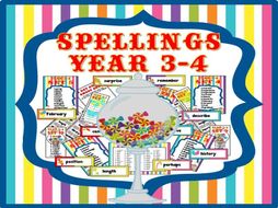 SPELLINGS YEAR 3-4 TEACHING RESOURCES ENGLISH LITERACY VOCABULARY ...